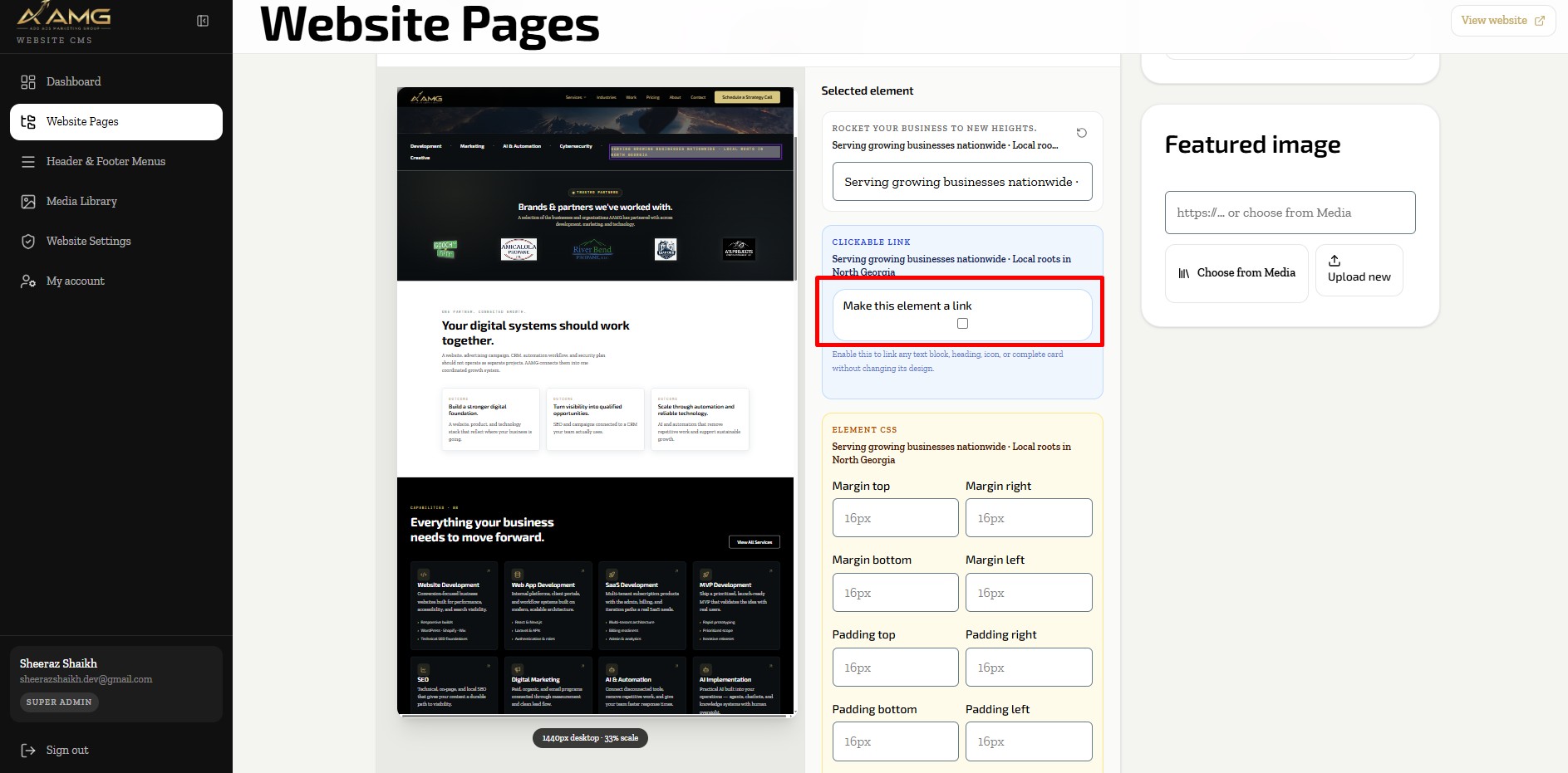 AAMG CMS page publishing and SEO management